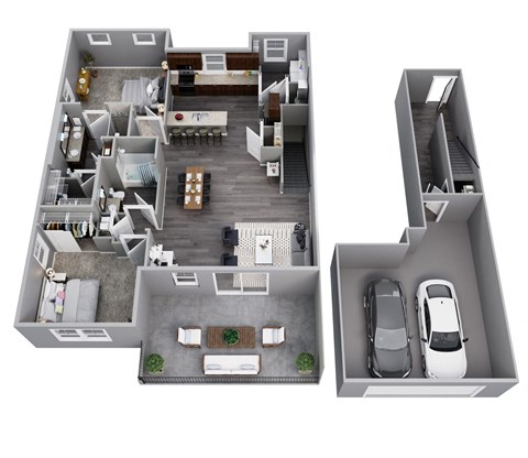 Floor plan for 2 beds, 2 baths, 1279 sqft